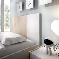 Letto per bambini Allegro, Struttura con secondo lettino estraibile, Letto singolo per cameretta, 196x97h79 cm, Bianco e Rovere