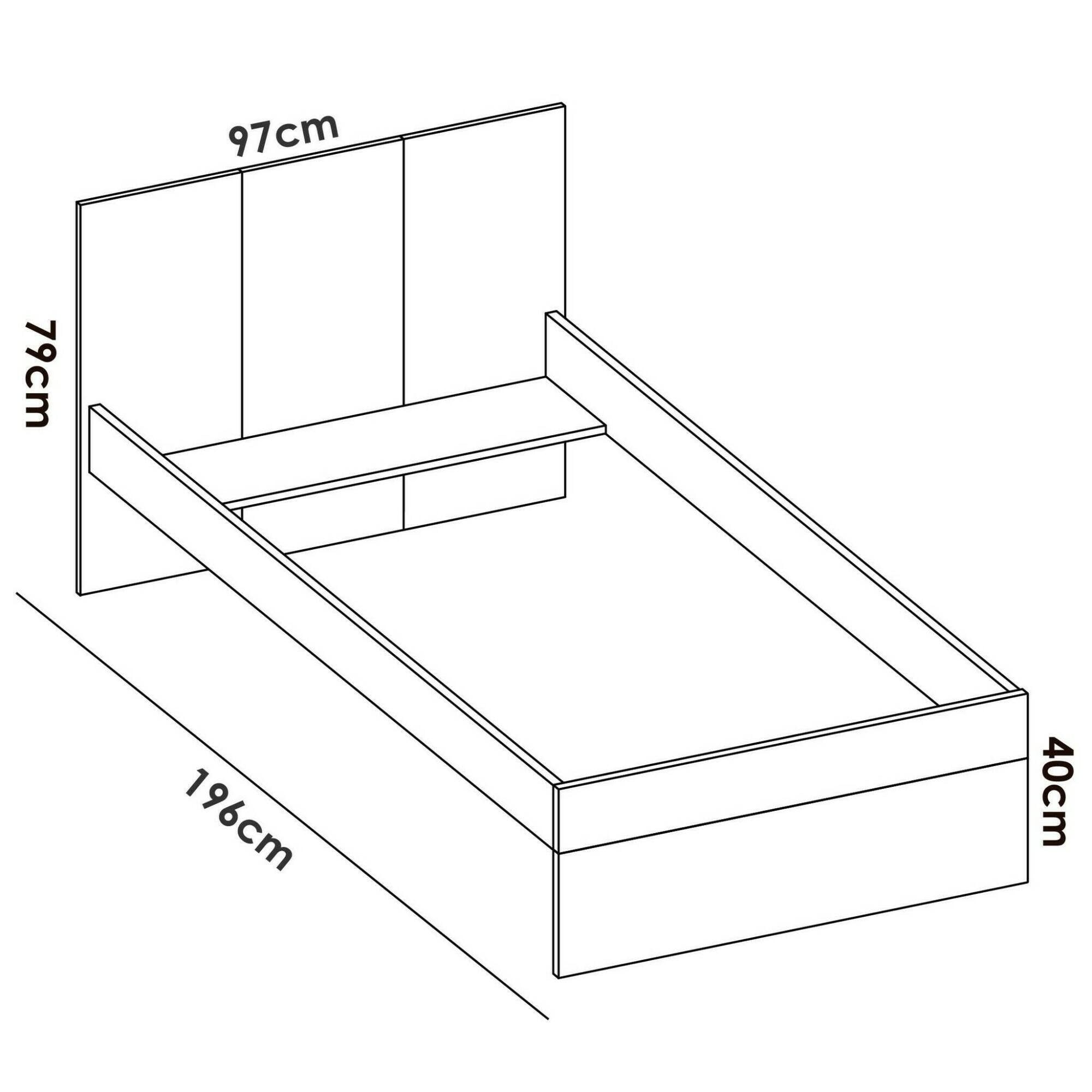 Letto per bambini Allegro, Struttura con secondo lettino estraibile, Letto singolo per cameretta, 196x97h79 cm, Bianco e Rovere