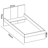 Letto per bambini Allegro, Struttura con secondo lettino estraibile, Letto singolo per cameretta, 196x97h79 cm, Bianco e Rovere