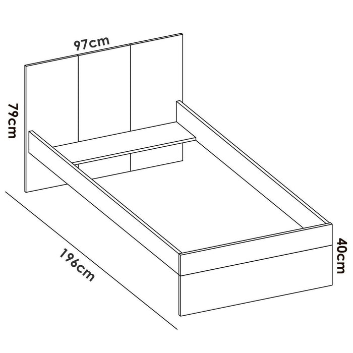 Letto per bambini Allegro, Struttura con secondo lettino estraibile, Letto singolo per cameretta, 196x97h79 cm, Bianco e Rovere