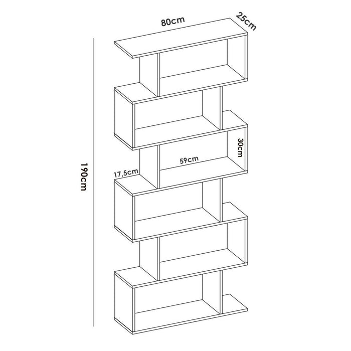 Libreria Dfomme, Mobile portalibri alta bifacciale, Scaffale divisorio con 5 ripiani, Scaffale da ufficio moderno, cm 80x25h192, Rovere