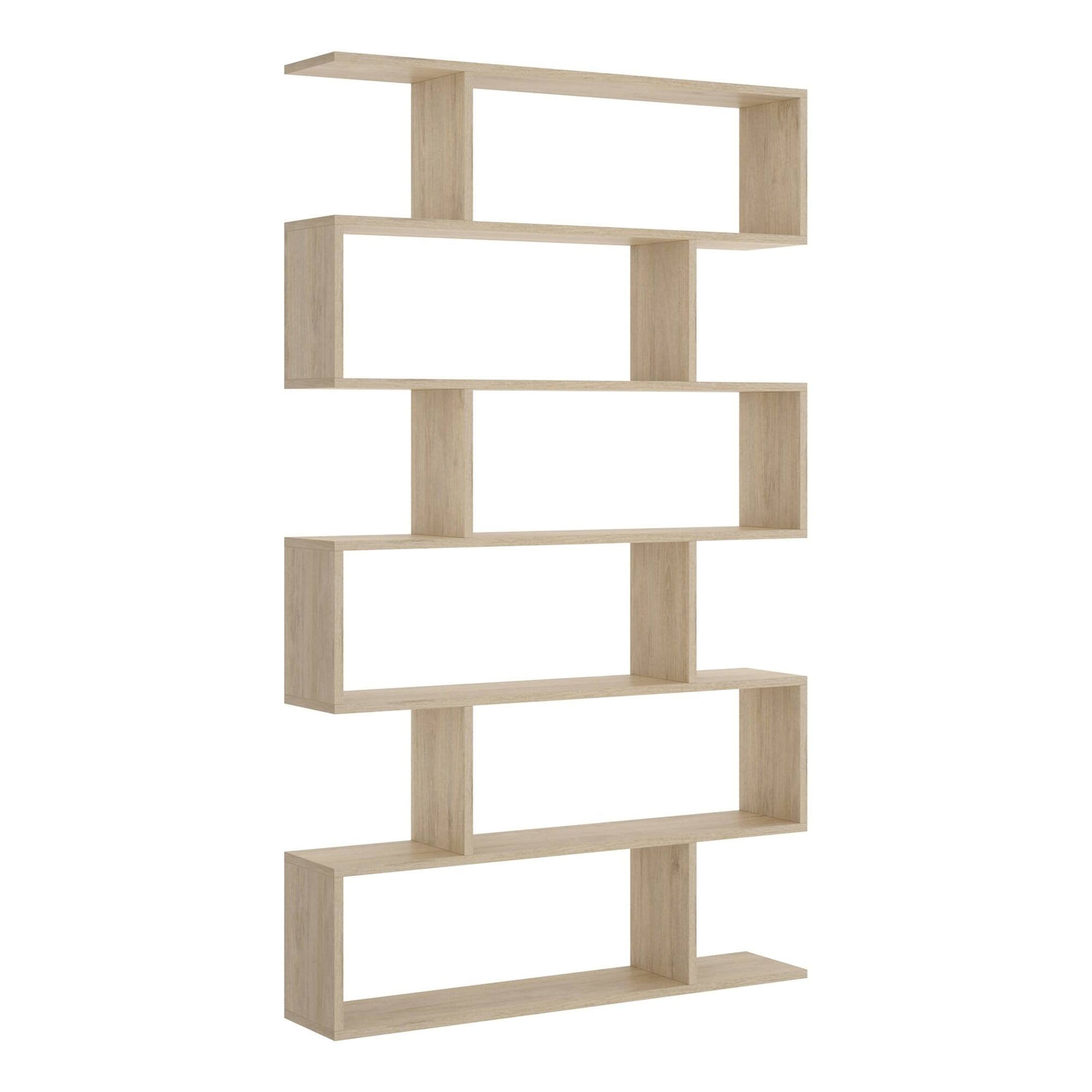 Libreria Dfomme, Mobile portalibri alta bifacciale, Scaffale divisorio con 5 ripiani, Scaffale da ufficio moderno, cm 80x25h192, Rovere