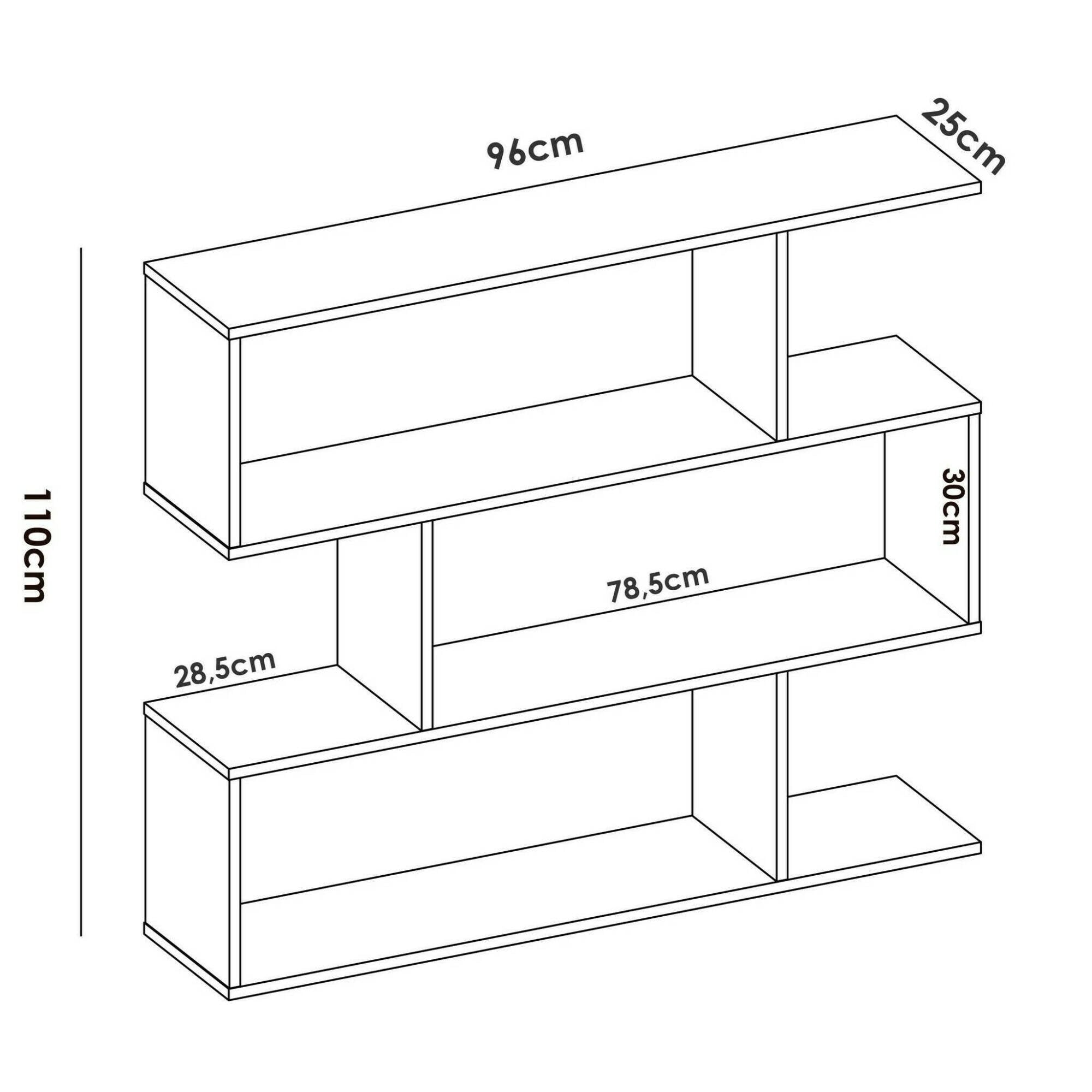 Libreria Dfanes, Mobile portalibri bassa bifacciale, Scaffale con tre scomparti, Scaffale moderno da ufficio, cm 110x25h97, Rovere