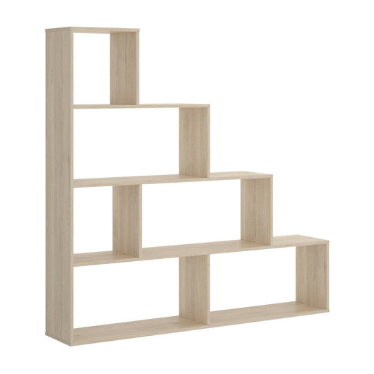 Libreria Dmorr, Mobile portalibri bifacciale a 6 scaffali, Scaffale divisorio con scomparti da ufficio, cm 145x29h145, Rovere