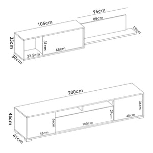 Parete attrezzata Abbete, Set da soggiorno porta TV, Mobile salotto multiuso, 200x41h180 cm, Bianco e Antracite