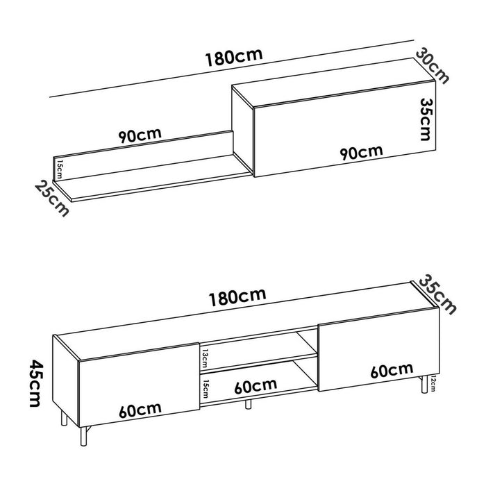Parete attrezzata Ama, Set da soggiorno porta TV, Mobile salotto multiuso, 182x35h180 cm, Rovere Nodi e Antracite