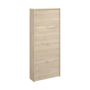 Scarpiera Arsa, Portascarpe salvaspazio da ingresso, Mobiletto porta scarpe a 4 ante a ribalta, 61x25h149 cm, Rovere