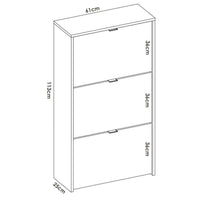Scarpiera Algoor, Portascarpe salvaspazio da ingresso, Mobiletto porta scarpe a 3 ante a ribalta, 61x25h113 cm, Bianco