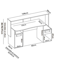 Scrivania Albertino, Scrittoio multifunzione moderno da gaming, Tavolo da studio porta PC e porta CD, 154x69h98 cm, Antracite, senza luci LED