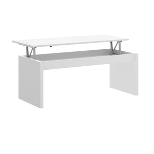 Tavolino da salotto Audi, Porta riviste da soggiorno con vano portaoggetti, Tavolo basso da caffÒ¨ elevabile, 102x50h43 cm, Bianco