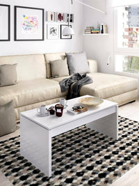 Tavolino da salotto Audi, Porta riviste da soggiorno con vano portaoggetti, Tavolo basso da caffÒ¨ elevabile, 102x50h43 cm, Bianco