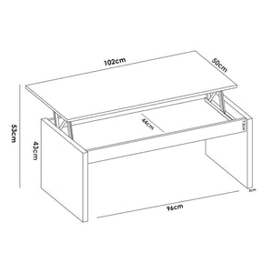 Tavolino da salotto Audi, Porta riviste da soggiorno con vano portaoggetti, Tavolo basso da caffÒ¨ elevabile, 102x50h43 cm, Rovere