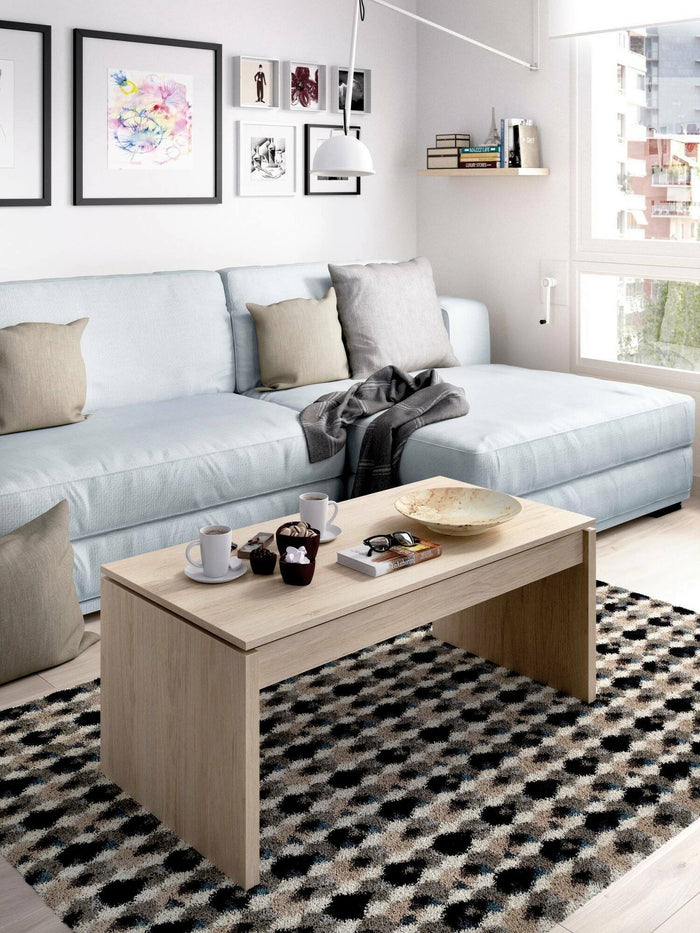 Tavolino da salotto Audi, Porta riviste da soggiorno con vano portaoggetti, Tavolo basso da caffÒ¨ elevabile, 102x50h43 cm, Rovere