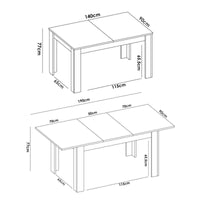 Tavolo allungabile Dencio, Consolle estensibile multiposizione, Tavolo da pranzo con allunga, 140/190x90h77 cm, Bianco