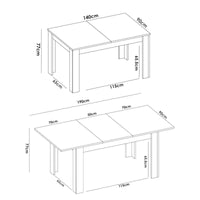 Tavolo allungabile Dalice, Tavolo per sala da pranzo allungabile, Tavolo da pranzo estensibile con allunga, cm 140/190x90h78, Rovere