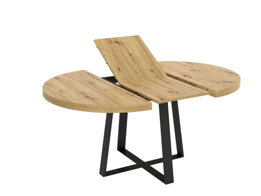 Tavolo allungabile Andia, Consolle estensibile rotondo, Tavolo da pranzo multiuso ovale, 110/158x110h77 cm, Rovere Nodi