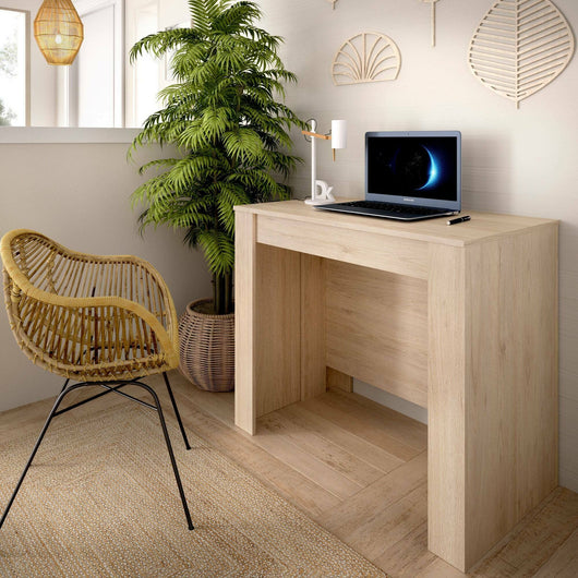 Tavolo allungabile Alej, Consolle estensibile multiposizione, Tavolo da pranzo multiuso, 54/239x90h77 cm, Rovere