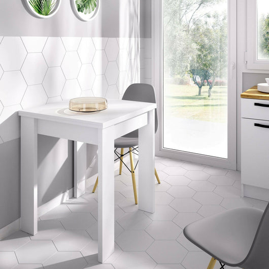 Tavolo allungabile Alamaro, Consolle estensibile multiposizione,Tavolo consolle ausiliare pieghevole, 79/134x67h79 cm, Bianco