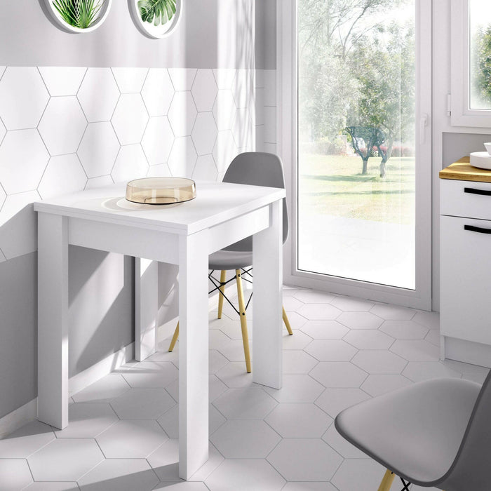 Tavolo allungabile Alamaro, Consolle estensibile multiposizione,Tavolo consolle ausiliare pieghevole, 79/134x67h79 cm, Bianco