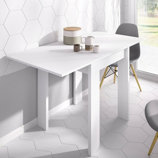 Tavolo allungabile Alamaro, Consolle estensibile multiposizione,Tavolo consolle ausiliare pieghevole, 79/134x67h79 cm, Bianco