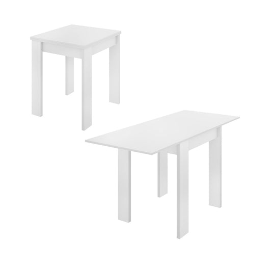 Tavolo allungabile Alamaro, Consolle estensibile multiposizione,Tavolo consolle ausiliare pieghevole, 79/134x67h79 cm, Bianco