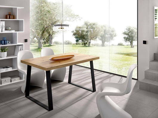 Tavolo fisso Amitrax, Tavolo da pranzo multiuso, Tavolo rettangolare da cucina o sala da pranzo, 140x90h75 cm, Rovere Nodi