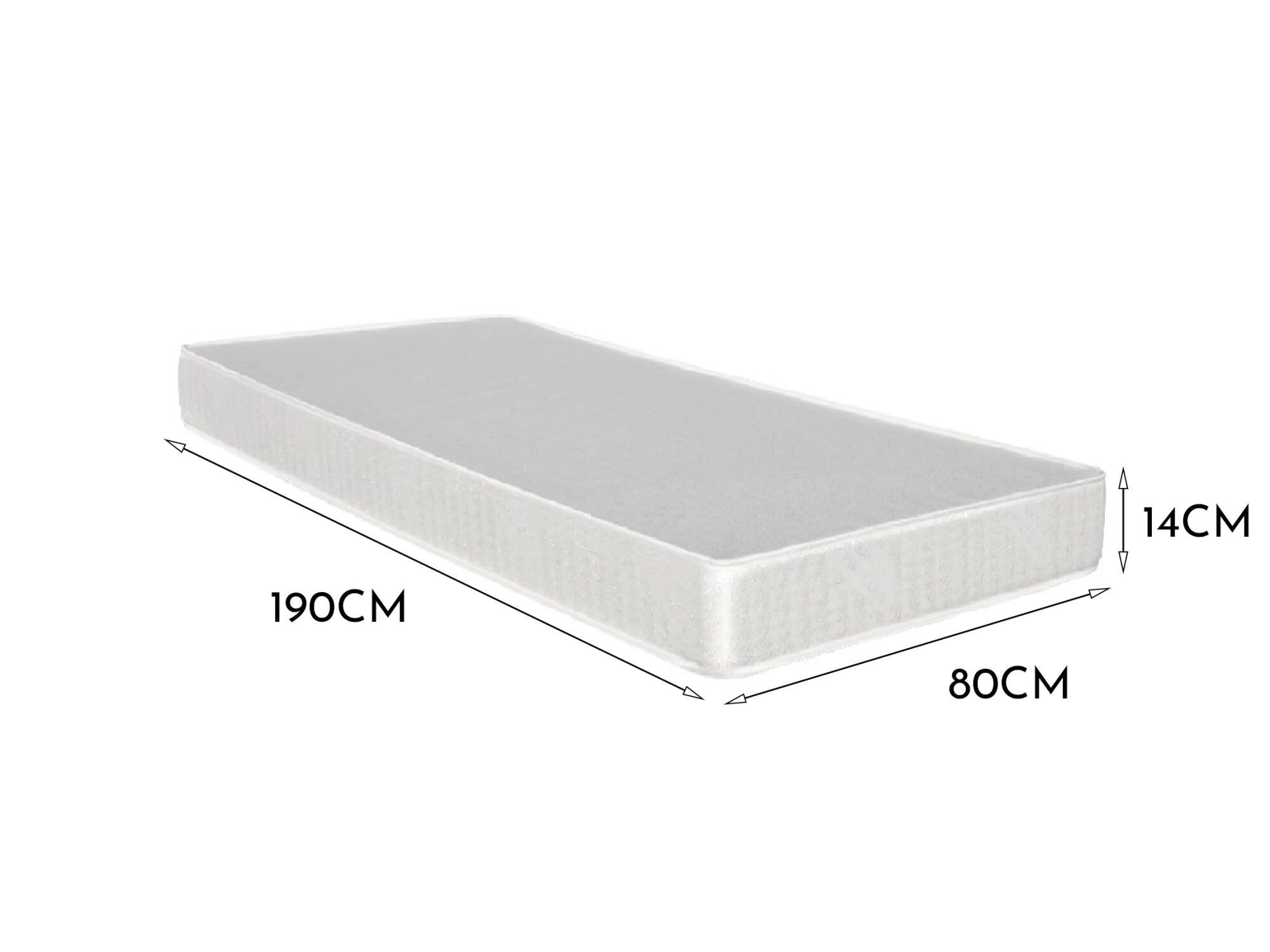 Materasso singolo Tedalda, Materasso in Poliuretano espanso, Materasso arrotolato sottovuoto, Made in Italy, Cm 80x190h14