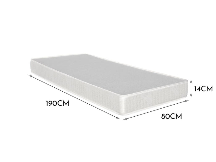 Materasso singolo Tedalda, Materasso in Poliuretano espanso, Materasso arrotolato sottovuoto, Made in Italy, Cm 80x190h14