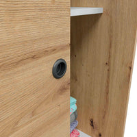 Guardaroba Adrenalin, Armadio per camera da letto a 2 ante scorrevoli, Mobile con 4 ripiani e barra appendiabiti, 120x50h200 cm, Rovere Nodi