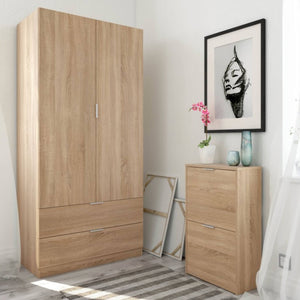 Scarpiera Arafat, Portascarpe salvaspazio a 2 ante, Scarpiera da ingresso , Armadio scarpiera, 50x22h76 cm, Rovere