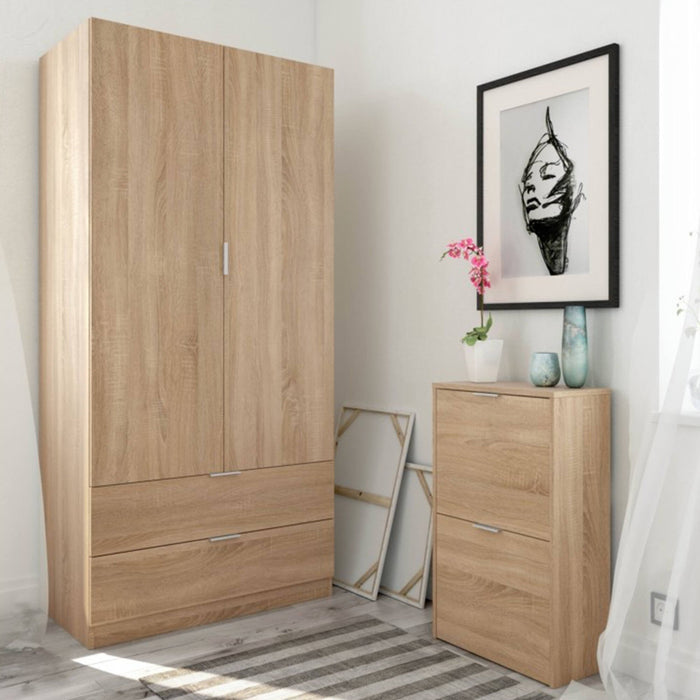 Scarpiera Arafat, Portascarpe salvaspazio a 2 ante, Scarpiera da ingresso , Armadio scarpiera, 50x22h76 cm, Rovere