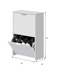 Scarpiera Arafat, Portascarpe salvaspazio a 2 ante, Scarpiera da ingresso , Armadio scarpiera, 50x22h76 cm, Bianco