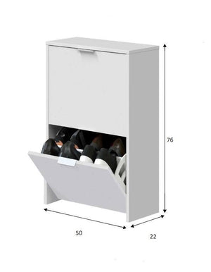 Scarpiera Arafat, Portascarpe salvaspazio a 2 ante, Scarpiera da ingresso , Armadio scarpiera, 50x22h76 cm, Bianco