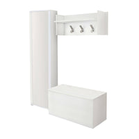 Mobile da ingresso Tanzanite, Entratina moderna con appendiabiti, Mobile con scarpiera, Armadietto con specchio, Cm 50x32h182, Bianco