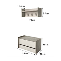 Mobile da ingresso Actinolite, Entratina moderna con appendiabiti, Mobile con scarpiera, Armadietto multifunzione, Cm 50x32h182, Cemento e Bianco