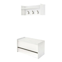 Mobile da ingresso Actinolite, Entratina moderna con appendiabiti, Mobile con scarpiera, Armadietto multifunzione, Cm 50x32h182, Bianco