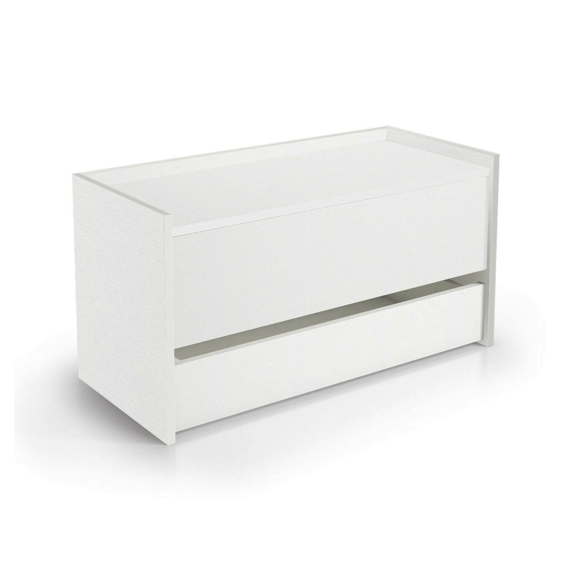 Cassapanca Sogno, Mobile da ingresso moderno con scarpiera, Cassapanca baule con due contenitori, 100% Made in Italy, 90x40h46 cm, Bianco