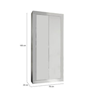 Guardaroba 2 ante Contea, Mobile camera da letto, Cabina armadio portabiti, Armadio appendiabiti, Made in Italy, 78x35 h185 cm, Bianco lucido