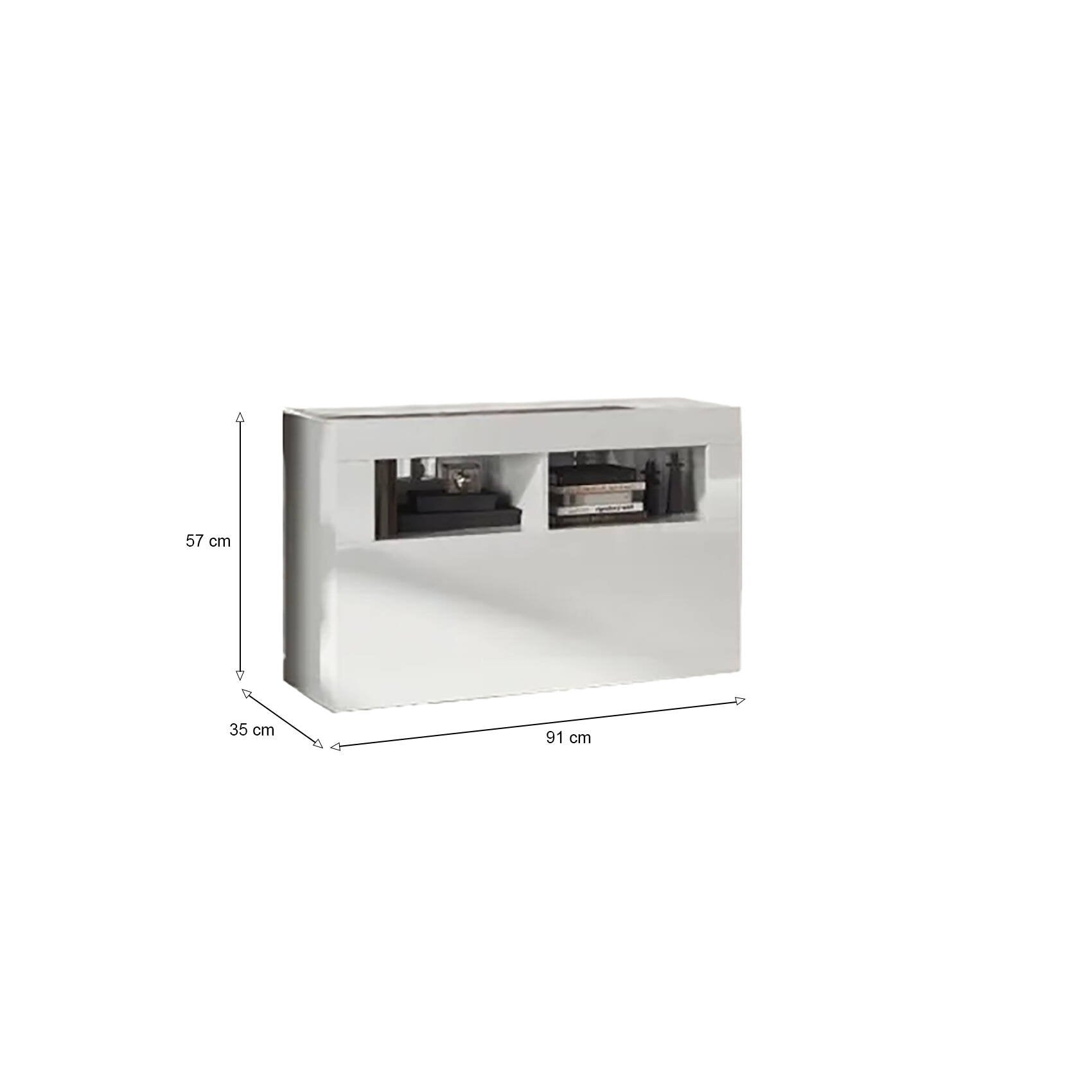 Scarpiera Bernardin, Mobile portascarpe, Armadio da ingresso multiuso, Mobiletto per calzature, Made in Italy, 91x35 h57 cm, Bianco lucido