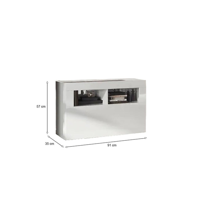 Scarpiera Bernardin, Mobile portascarpe, Armadio da ingresso multiuso, Mobiletto per calzature, Made in Italy, 91x35 h57 cm, Bianco lucido