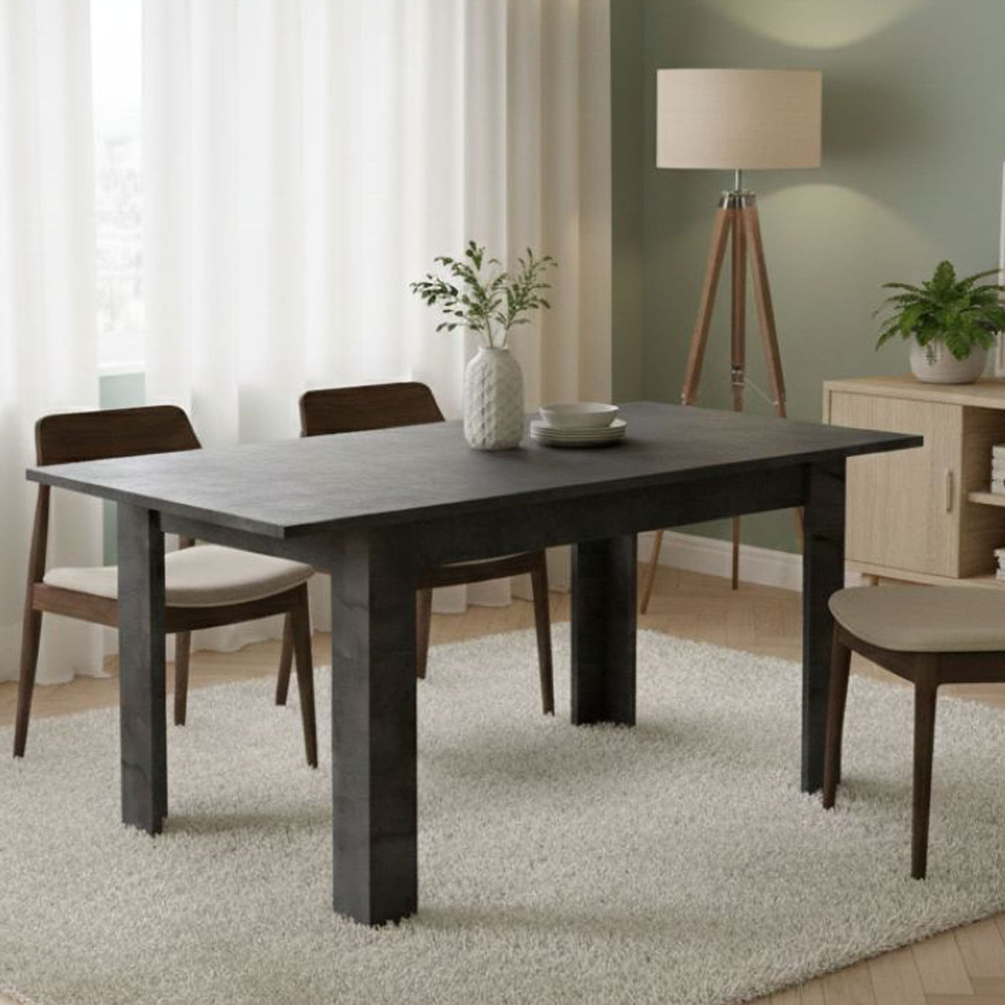 Tavolo allungabile 0, Tavolo da pranzo estensibile, Consolle multiuso con allunghe, Cm 137x90h79, Grigio Cemento