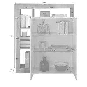 Credenza Smeraldo, Buffet da soggiorno, Madia da salotto, Dispensa da cucina, Made in Italy, 108x42 h127 cm, Bianco lucido e Ardesia