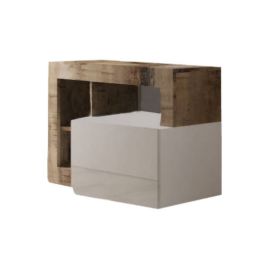 Scarpiera Adonide, Mobile portascarpe, Armadio da ingresso multiuso, Mobiletto per calzature, Made in Italy, 91x35 h58 cm, Bianco lucido e Acacia