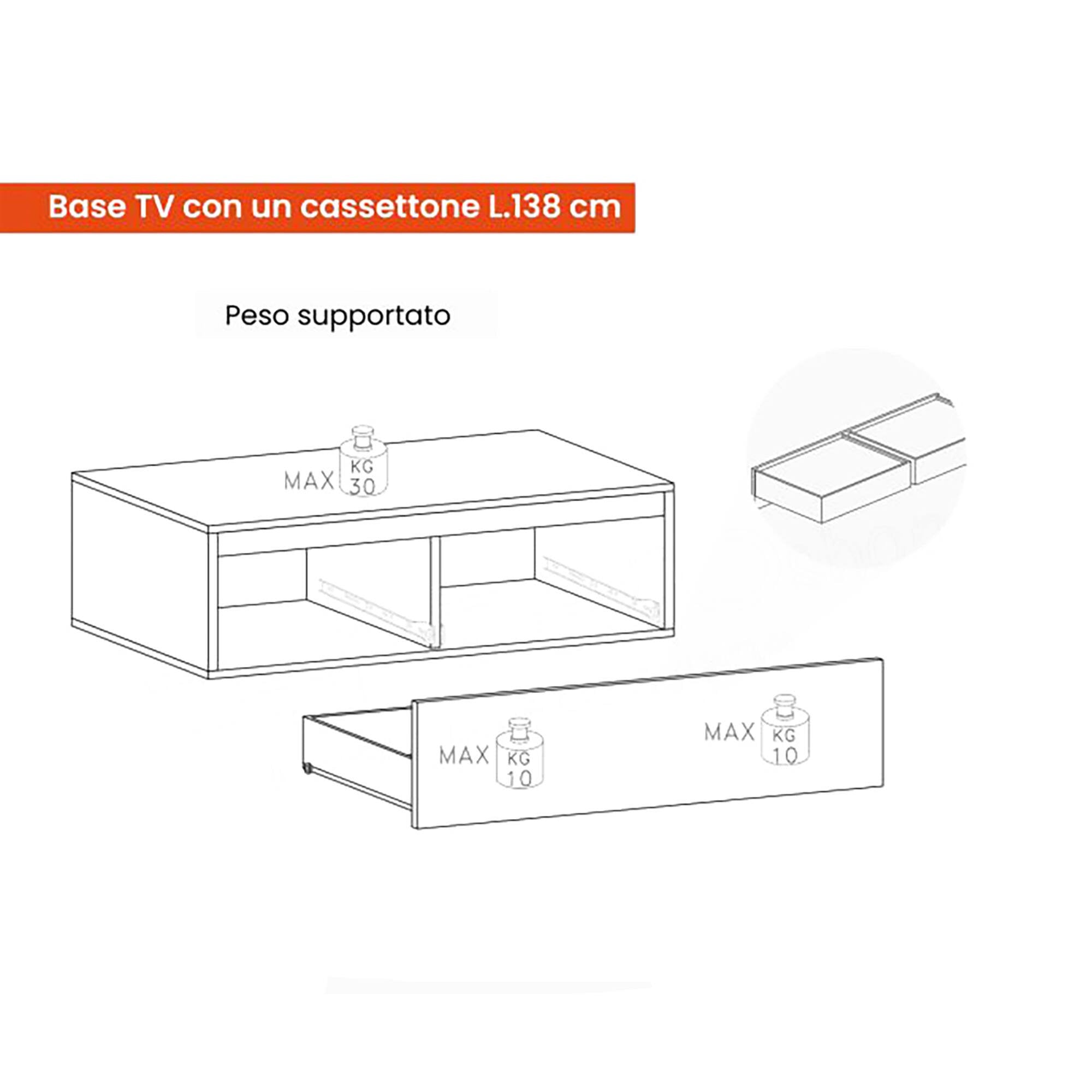 Parete attrezzata Hilaire, Composizione soggiorno, Mobile salotto multiuso, Armadio porta TV, Made in Italy, 276x40 h190 cm, Bronzo e Noce