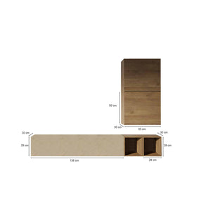 Parete attrezzata Humberto, Composizione soggiorno, Mobile salotto multiuso, Armadio porta TV, Made in Italy, 194x30 h160 cm, Noce e Grigio