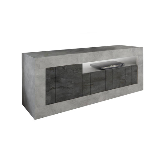 Mobile porta TV Iole, Credenza da soggiorno, Armadio basso per TV, Base parete attrezzata, Made in Italy, 138x42 h56 cm, Cemento e Ardesia