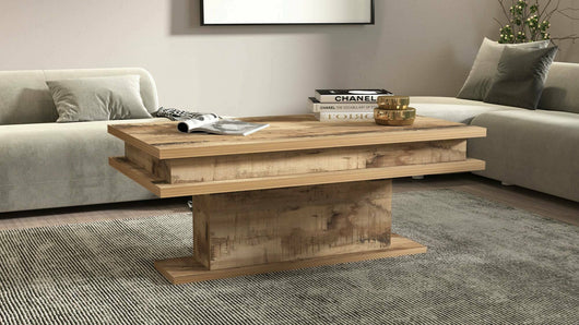 Tavolino da salotto Iside, Tavolino soggiorno, Mobile portaoggetti basso, Tavolino da caffÒ¨, 100x55h42 cm, Acero