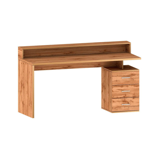 Scrivania Flaminia, Scrittoio con sopralzo, Scrivania ufficio multiuso, Scrivania salvaspazio multi posizione, 160x60h90 cm, Rovere