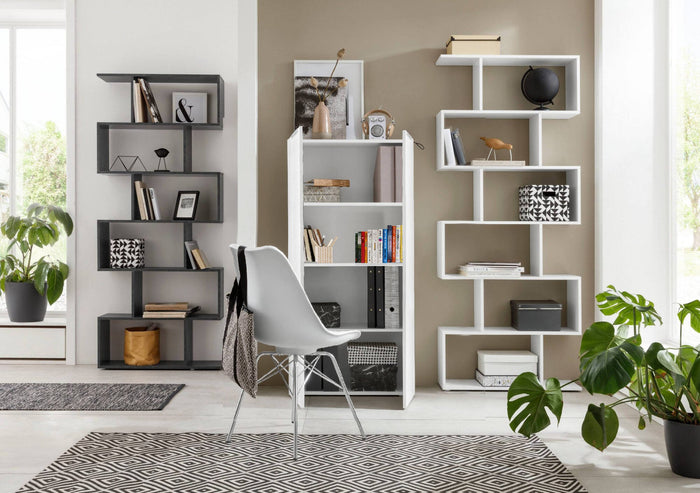 Libreria Donatella, Mobile portalibri con 4 vani, Biblioteca, 70x35h140 cm, Bianco