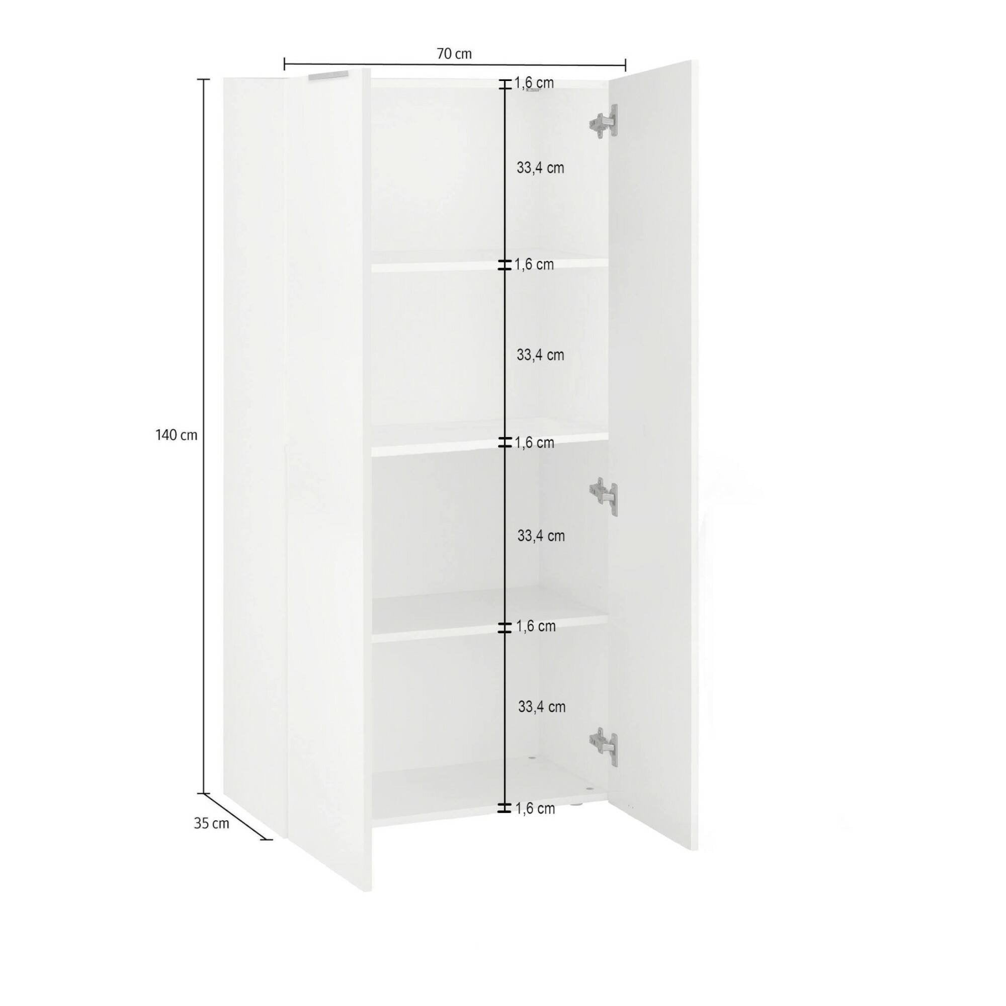 Libreria Donatella, Mobile portalibri con 4 vani, Biblioteca, 70x35h140 cm, Bianco